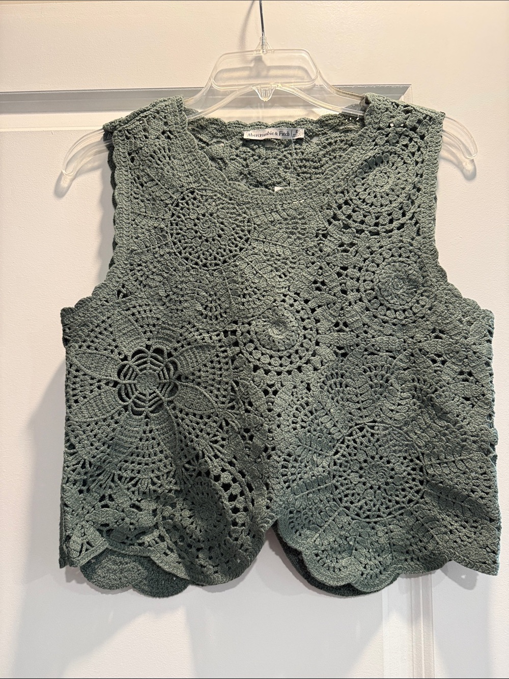 Abercrombie & Fitch Sage Green Crochet Tank